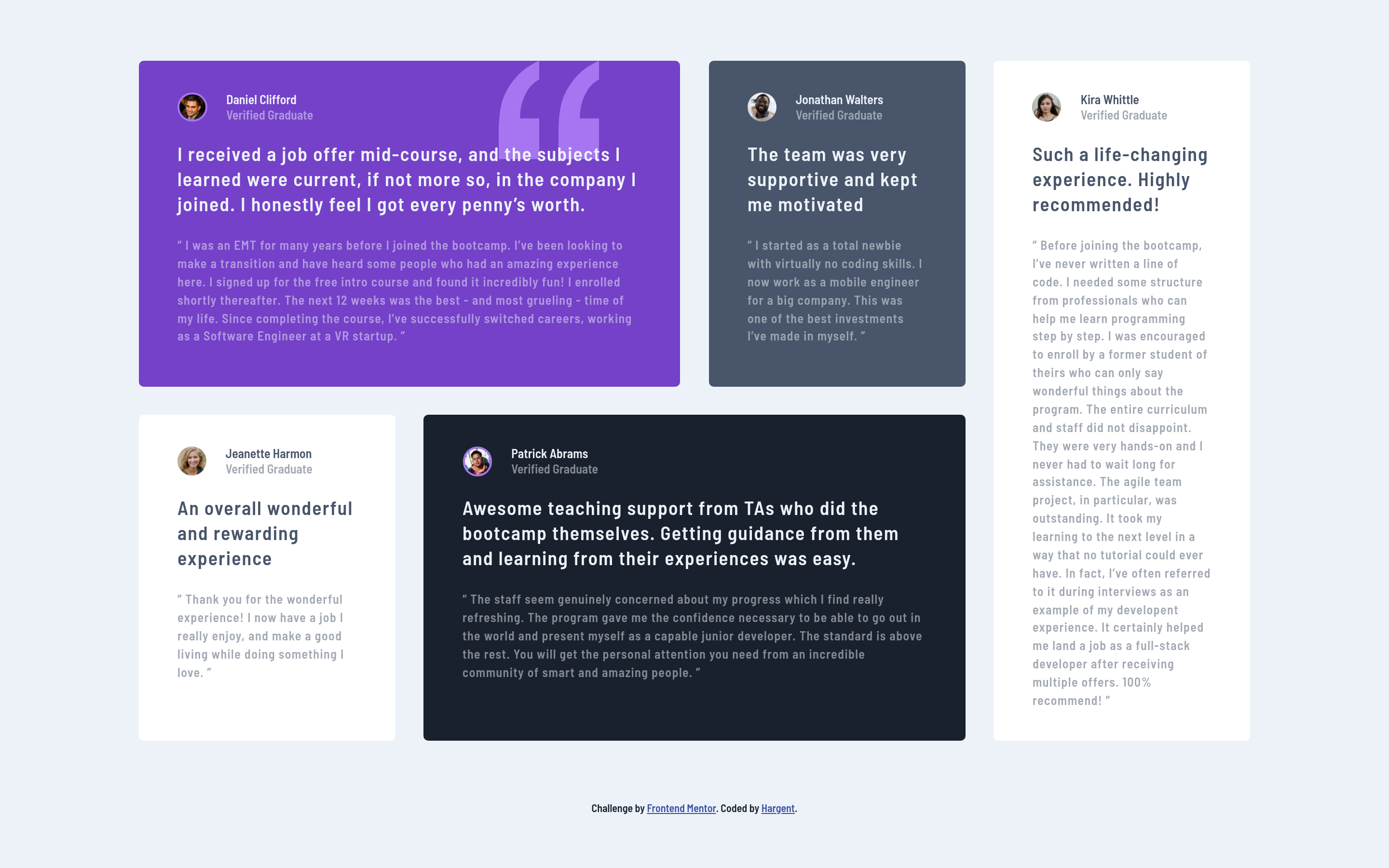 Testimonials Grid Section